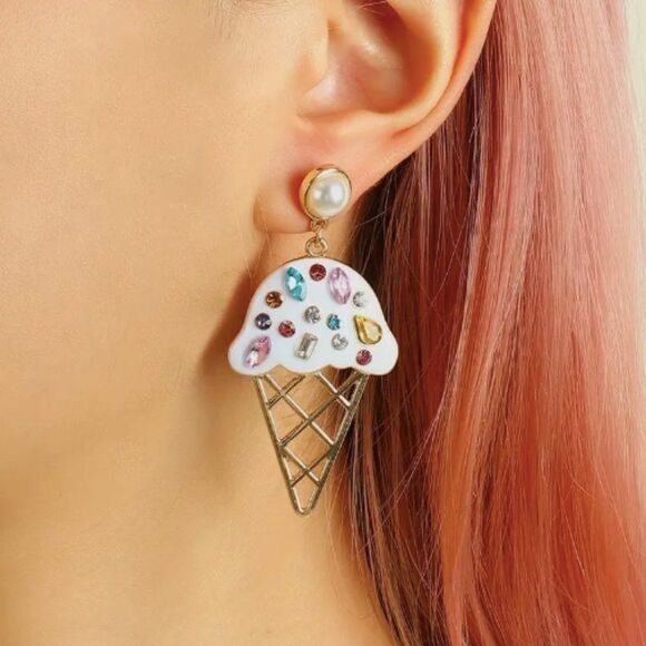 🔅🆕 🔅 Darling BoHo Rhinestone 🍭 Ice Cream Earrings 🍦✨ - Picture 1 of 13